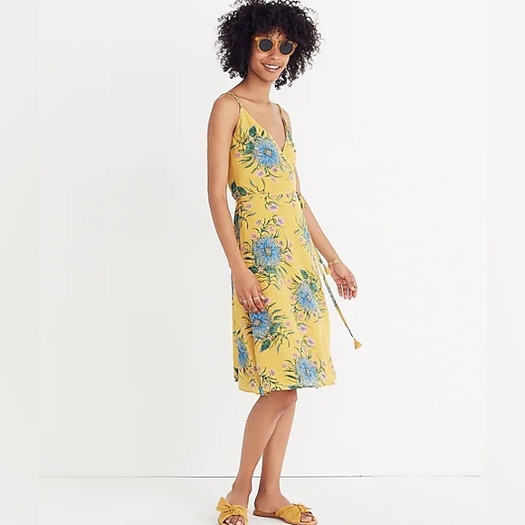 Madewell Silk Wrap Dress in Painted Blooms - Picture 1 of 5